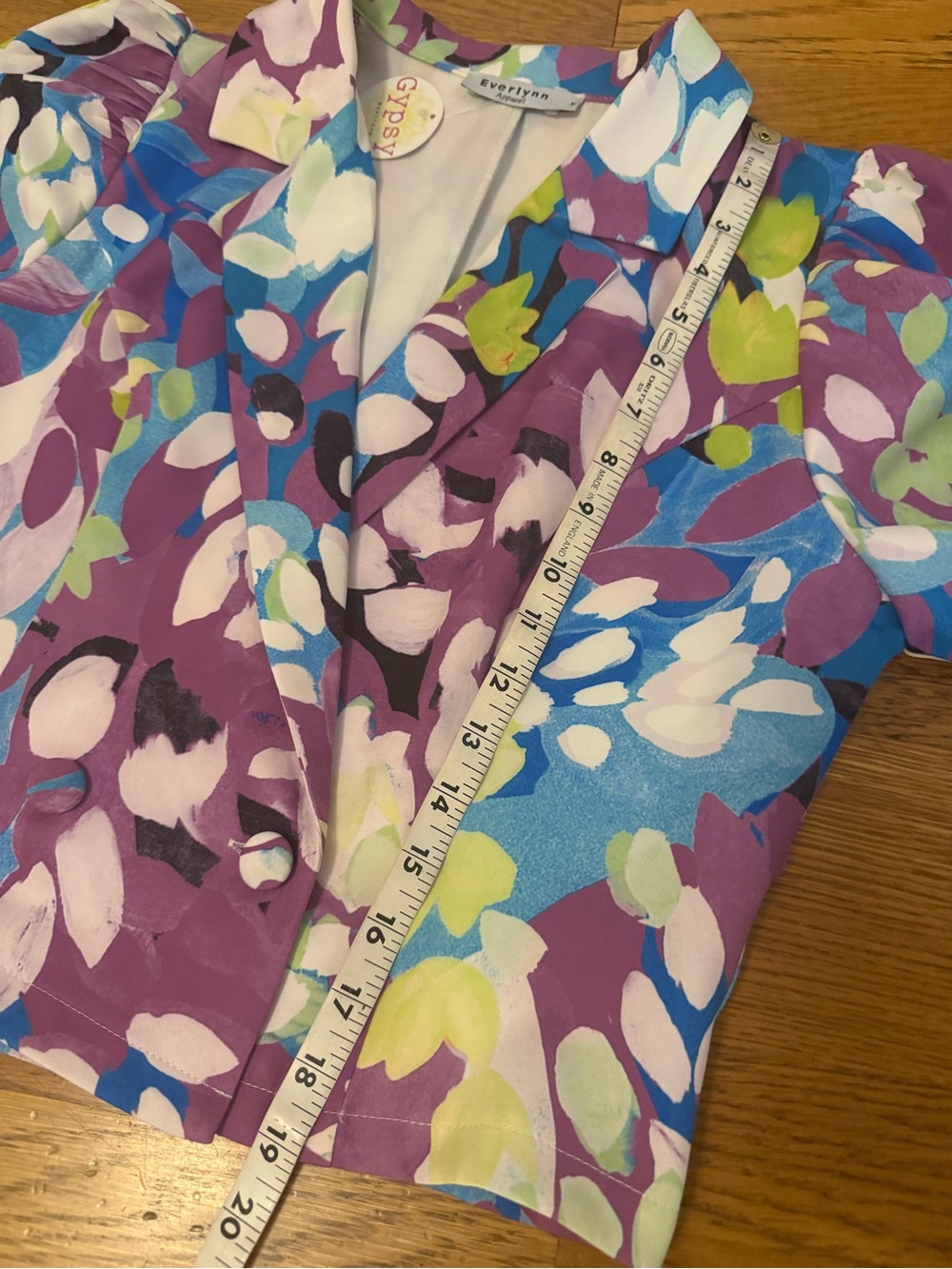 NWT Purple Floral Two-Piece Pantsuit with Blue & Green Accents size M - Picture 11 of 16